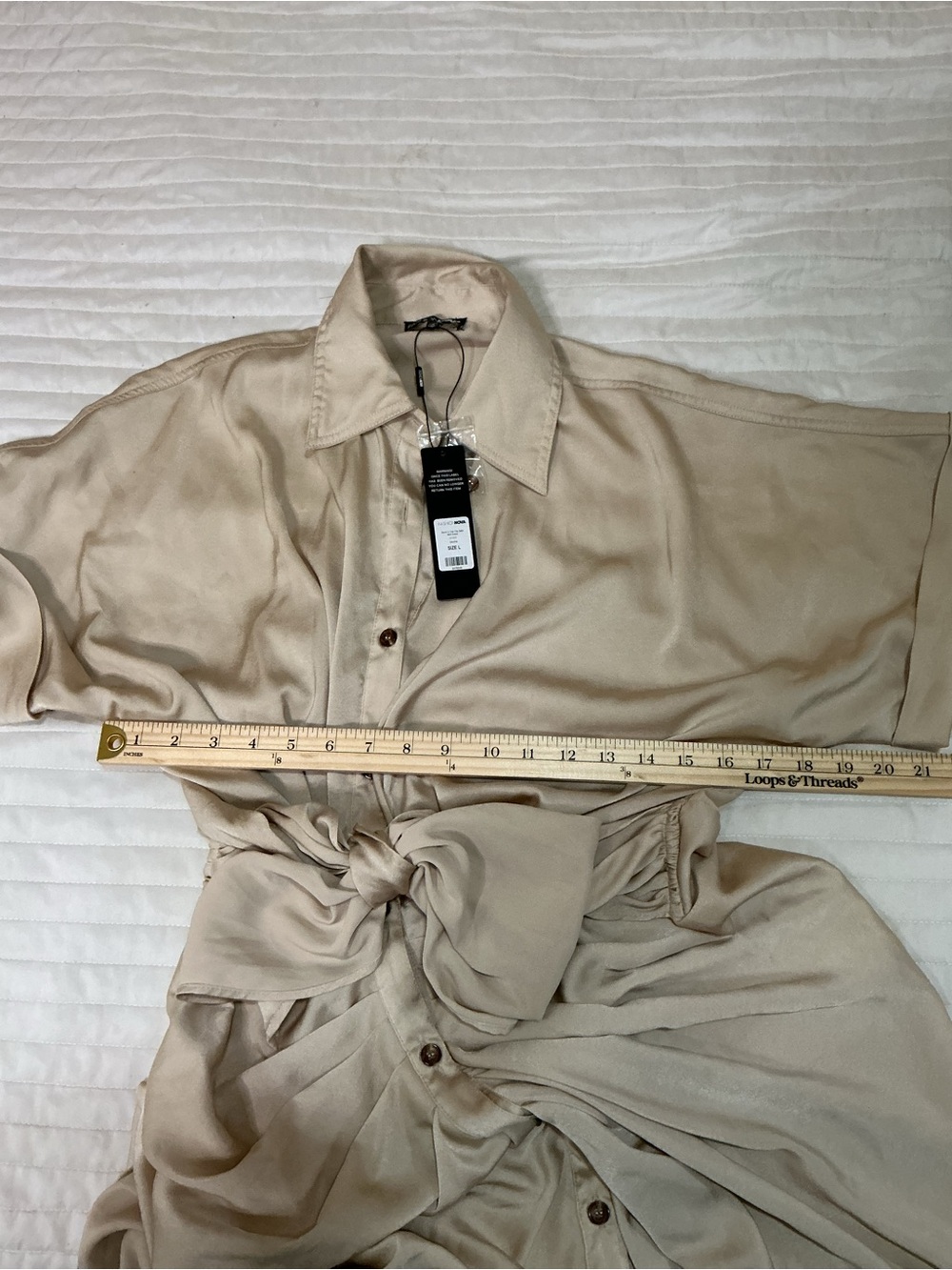Fashion Nova Sage Satin Tie-Front Midi Dress - Picture 7 of 8